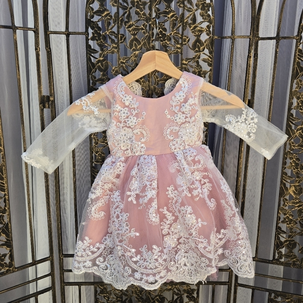 Girls princess dress embroidery floral lace 2T- 3T